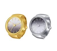 JewelryWe Relojes de dedo para hombre y mujer, chapados en oro, anillos de reloj elásticos con esfera de color degradado, 2 unidades.