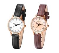 JewelryWe Relojes de mujer de cuero diamante: brillantes diamantes de imitación analógico de cuarzo reloj de pulsera para mujeres niñas pulsera de cuero reloj con arco iris colorido números árabes
