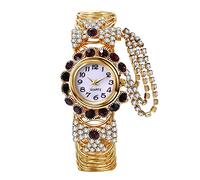 JewelryWe Relojes de pulsera para mujer, elegante, analógico, de cuarzo, con banda elástica, correa de metal elástica, de lujo, diamantes de imitación, reloj de mujer, informal, regalo para mujeres y