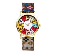 JewelryWe Relojes de Redondo Bohemio para Mujer: Reloj de Pulsera Cuarzo Analógico de Esfera de Numérica Arábigos Grande de Correa de Piel Auténtica - para Ocio Negocios Regalos