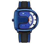 JewelryWe Relojes de silicona Tonneau: 30 m resistente al agua calendario calendario analógico de cuarzo reloj de pulsera para hombre pulsera de silicona militar reloj deportivo con dial grande y