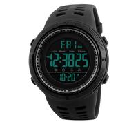JewelryWe Relojes Deportivos Electrónicos Hombre: Reloj Sumergible Redondo de A Prueba de Golpes Y Caídas para Correa de Silicona de Pantalla Numérica Grande - Ropa Diaria