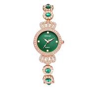 JewelryWe Relojes Imitación Diamantes Mujer: Reloj de Pulsera Analógico Redondos de Cuarzo con Tapa Corona para Señora Correa de Aleación Extraíble - para Ocio Negocios Regalos