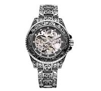 JewelryWe Relojes Mecánico Automático Hombre: Reloj de Pulsera de Vintage Escala de Imitación de Diamante Reserva de Marcha de 36 Horas Puntero Luminoso Caja Giratoria - para Ocio Negocios Regalo