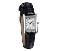 JewelryWe Relojes para mujer, analógico, cuarzo, fecha, calendario, 30 m, resistente al agua, reloj de pulsera rectangular con números romanos, reloj informal con correa de piel auténtica,