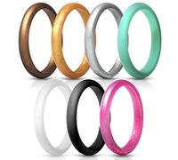 JewelryWe Set 7 Pcs de Anillo de Caucho de Silicona Multicolor para Mujer