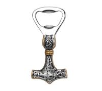 JewelryWe Thors Hammer - Abridor de botellas para hombre, diseño de nudo celta vikingo, mitología nórdica, Mjolnir, acero inoxidable, herramienta para bar de cerveza, regalos nórdicos