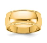 JewelryWeb Anillo de boda de oro amarillo sólido pulido de 14 quilates, semicircular, 5 mm, milgrain-redondo, para mujeres y hombres, US 8 | EU 57.75 | DE 18 | JP 16 | UK Q, Oro Metal Oro amarillo