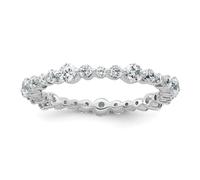 JewelryWeb Anillo de eternidad de oro blanco de 14 quilates, 1 quilate, frente a D, E, F, talla 7, para mujeres y hombres