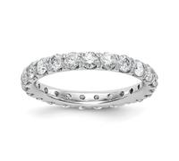 JewelryWeb Anillo de eternidad de oro blanco de 14 quilates con diamantes cultivados en laboratorio de 2 quilates VS+ F+, talla 9, para mujeres y hombres