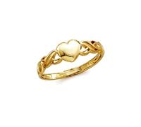 JewelryWeb Anillo de oro amarillo de 14 quilates para abrazos, besos y abrazos, talla 7.0, anillo para mujer