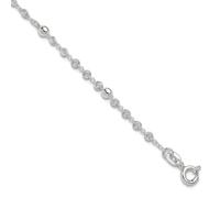 JewelryWeb Anillo de resorte de plata de ley 925 con extensión de 1 pulgada, tobillera de 10 pulgadas para mujer