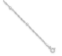 JewelryWeb Anillo de resorte de plata de ley 925 con extensión de 1 pulgada, tobillera de 10 pulgadas para mujer