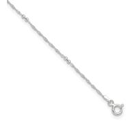 JewelryWeb Anillo de resorte de plata de ley 925 con extensión de 1 pulgada, tobillera de 10 pulgadas para mujer