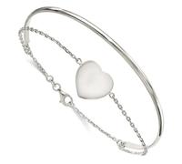 JewelryWeb Anillo y brazalete de plata de ley 925 pulida de 15,7 mm con forma de corazón para mujer, talla única, Metal Plata Plata de ley, No es una piedra preciosa