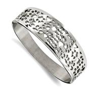 JewelryWeb Brazalete apilable de acero inoxidable pulido con diseño de huellas de perro, gato, mascota, con bisagras, 22 mm de ancho, para mujer, talla única, Metal Acero inoxidable, No es una piedra