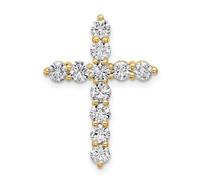 JewelryWeb Cadena con colgante de oro amarillo macizo de 14 quilates de 19,05 mm, 1 1/2 quilates de peso, diamante cultivado en laboratorio, SI+ G+, cadena de fe religiosa, para mujeres y hombres