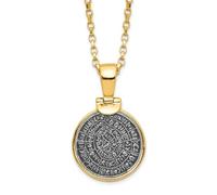 JewelryWeb Colgante de disco Phaistos pulido en tono dorado con extensión de 5 cm, collar de 41 cm, colgante para mujer