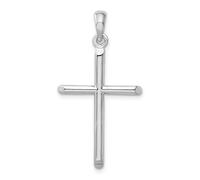 JewelryWeb Colgante de plata de ley 925 chapada en rodio con forma de cilindro 3D con extremos biselados, cruz religiosa de fe para mujer, talla única, Metal Plata metal Rodio Plata, No es una piedra