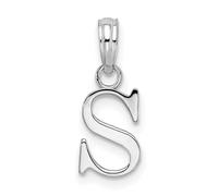 JewelryWeb Colgante de plata de ley 925 chapada en rodio pulido con nombre de letra de bloque personalizado con monograma inicial s para mujer, talla única, Metal Plata metal Rodio Plata, No es una