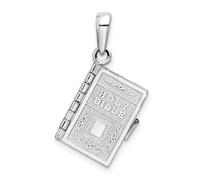 JewelryWeb Colgante de plata de ley 925 chapado en rodio de 15,54 mm, colgante de la Biblia de oración del Señor 3D para mujer, talla única, Metal Plata metal Rodio Plata, No es una piedra preciosa
