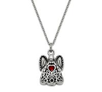 JewelryWeb Collar con colgante de acero inoxidable con circonita cúbica de julio y diamantes de imitación oxidados para cenizas de ángel de la guarda religioso, 18 pulgadas, talla única, Zirconia