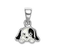JewelryWeb Collar con colgante de cachorro de plata de ley 925 chapado en rodio esmaltado para adolescentes, 6,23 x 8,91 mm de ancho