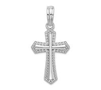 JewelryWeb Collar con colgante de cruz de plata de ley 925 pulida con cuentas de pasión religiosa para mujer, talla única, Metal Plata Plata de ley, No es una piedra preciosa