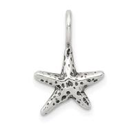 JewelryWeb Collar con colgante de estrella de mar náutica, de plata de ley 925, pulido artesanal, oxidado, envejecido, 16 x 11 mm de ancho, para mujer