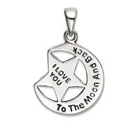 JewelryWeb Collar con colgante de estrella y luna oxidada, de plata de ley 925 con texto en inglés "I Love You To The Celestial Moon" para mujer