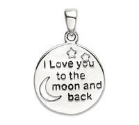 JewelryWeb Collar con colgante de estrella y luna oxidada, de plata de ley 925 con texto en inglés «Love You To The Celestial Moon» para mujer