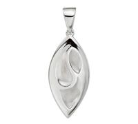 JewelryWeb Collar con colgante de hoja de plata de ley 925 mate satinado chapado en rod pulido y arena mate, 37,55 x 14 mm de ancho, colgante para mujer