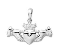 JewelryWeb Collar con colgante de nudo de la trinidad celta de Claddagh irlandés pulido chapado en rodio para mujer, talla única, Metal Plata metal Rodio Plata, No es una piedra preciosa