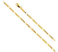 JewelryWeb Collar con colgante de oro amarillo de 14 quilates de 2,3 mm con 3 eslabones más 1 eslabones, para mujer, 51 centimeters, Oro Metal Oro amarillo, No es una piedra preciosa