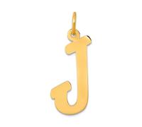 JewelryWeb Collar con colgante de oro amarillo de 14 quilates, pulido sólido, cortado con láser, letra pequeña, monograma personalizado, 16,6 x 11,3 mm, para mujer, talla única, Metal Oro amarillo Oro