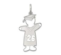 JewelryWeb Collar con colgante de plata de ley 925 chapada en rodio de 12,8 mm, clase de 2025 para adolescentes, 2.60 centimeters, Metal Plata metal Rodio Plata, No es una piedra preciosa