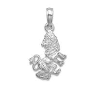 JewelryWeb Collar con colgante de plata de ley 925 chapada en rodio pulido 3D Leo Zodiaco para mujer, talla única, Metal Plata metal Rodio Plata, No es una piedra preciosa