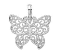 JewelryWeb Collar con colgante de plata de ley 925 chapada en rodio pulido con alas de mariposa y alas de ángel para mujer, talla única, Metal Plata metal Rodio Plata, No es una piedra preciosa