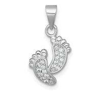 JewelryWeb Collar con colgante de plata de ley 925 chapada en rodio pulido con circonita cúbica simulada de huellas de diamante para mujer, talla única, Zirconia cúbica Piedra preciosa. Metal