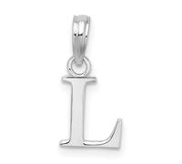 JewelryWeb Collar con colgante de plata de ley 925 chapada en rodio pulido con letra de bloque personalizado con monograma inicial L para mujer, talla única, Metal Plata metal Rodio Plata, No es una