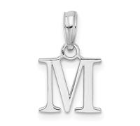 JewelryWeb Collar con colgante de plata de ley 925 chapada en rodio pulido con letra de bloque personalizado con monograma inicial M, para mujer, talla única, Metal Plata metal Rodio Plata, No es una