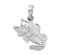 JewelryWeb Collar con colgante de plata de ley 925 chapada en rodio pulido con lubina saltando de animales de vida marina de 16,5 mm, para mujer, talla única, Metal Plata metal Rodio Plata, No es una