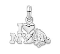 JewelryWeb Collar con colgante de plata de ley 925 chapada en rodio pulido con texto en inglés "I Love Heart My Animal Pet Dog" para mujer, talla única, Metal Plata metal Rodio Plata, No es una piedra