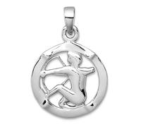 JewelryWeb Collar con colgante de plata de ley 925 chapada en rodio pulido del zodiaco Sagitario de 15,6 mm para mujer, talla única, Metal Plata metal Rodio Plata, No es una piedra preciosa