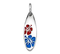 JewelryWeb Collar con colgante de plata de ley 925 chapada en rodio y esmalte pulido, diseño de flor, para mujer, talla única, Metal esmaltado metal Rodio, No es una piedra preciosa