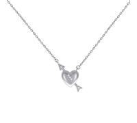 JewelryWeb Collar con colgante de plata de ley 925 con circonita cúbica para mujer, diseño de corazón de Cupido, 41 cm de ancho, 20,8 x 18 mm de ancho, talla única, Zirconia cúbica Gema Metal