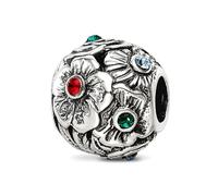 JewelryWeb Collar con colgante de plata de ley 925 con reflexiones multicolor de cristal multicolor, mide 10,91 x 9,09 mm de ancho, abalorio para mujer, Plata de ley