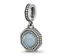 JewelryWeb Collar con colgante de plata de ley 925 de 2,2 mm con reflexiones artesanales oxidadas de calcedonia azul para mujer, talla única, Piedra preciosa. Metal Plata, Calcedonia azul