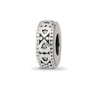 JewelryWeb Collar con colgante de plata de ley 925 de 4,1 mm con reflejos artesanales oxidados de Bali Love Hearts Gripper para mujer, talla única, Metal Plata Plata de ley, No es una piedra preciosa