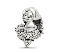JewelryWeb Collar con colgante de plata de ley 925 de 9,09 mm con diseño de sirena para mujer, talla única, Metal Plata Plata de ley, No es una piedra preciosa